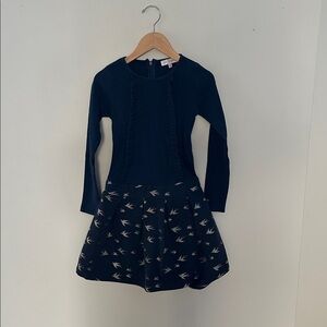 Lili Gaufrette navy drop waist dress